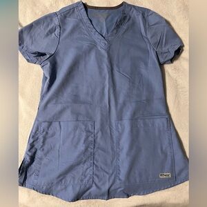 Women’s Grey’s Anatomy ceil blue/light blue scrub top- XS